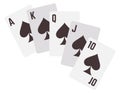 Royal flush hand of spades. Winning poker combination Royalty Free Stock Photo