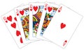 Royal flush hearts playing cards Royalty Free Stock Photo