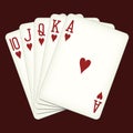 Royal Flush of hearts - playing cards vector illustration Royalty Free Stock Photo