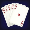 Royal Flush of hearts - playing cards vector illustration Royalty Free Stock Photo