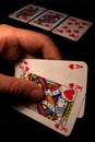 Royal Flush with hearts in Texas Holdem Royalty Free Stock Photo