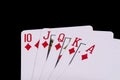 Royal flush. Playing cards isolated Royalty Free Stock Photo
