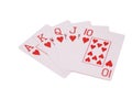 Royal flush playing cards isolated on white Royalty Free Stock Photo