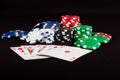 Royal Flush and Poker Chips Royalty Free Stock Photo