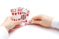 Royal flush poker hand Royalty Free Stock Photo