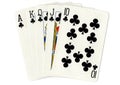 A royal flush poker hand of playing cards. Royalty Free Stock Photo