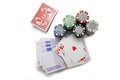 Royal flush poker hand with poker chips Royalty Free Stock Photo