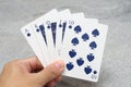 Royal flush poker hands Royalty Free Stock Photo