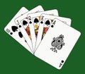 Royal flush spade on green Royalty Free Stock Photo