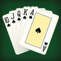 Royal Flush of spades - playing cards vector illustration Royalty Free Stock Photo