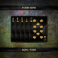 Royal flush of Spades, on a vintage, grunge, dark green poker background. Poker combinations.Poker Hands. Gambling Royalty Free Stock Photo