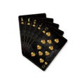 Royal Flush, Vintage playing cards, isolated on a white background. Poker hands. Design element. Playing cards Royalty Free Stock Photo
