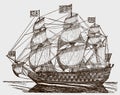 Royal George, historic English warship at sea