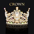 Royal gold crown with jewels and ornament Royalty Free Stock Photo