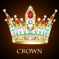 royal gold crown with jewels and ornament Royalty Free Stock Photo