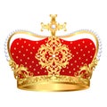 Royal gold crown with ornament and pearls Royalty Free Stock Photo