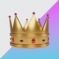 Royal gold crown with sapphires isolated on white. 3d rendering. clipping paht