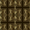 Royal gold 3d vintage vector seamless pattern. Floral grunge Baroque style background. Repeat backdrop. Modern greek key Royalty Free Stock Photo