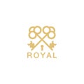 Royal gold key icon. Modern real estate logo template isolated on white background Royalty Free Stock Photo