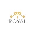 Royal gold key icon. Modern real estate logo template isolated on white background Royalty Free Stock Photo