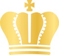 Royal gold king crowns icon silhouette, heraldic crown elements. Vintage royalty symbol, golden queen diadem, princess