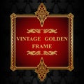 Royal gold Picture frame on the dark wallpaper Royalty Free Stock Photo