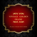 Royal gold Picture frame on the dark wallpaper Royalty Free Stock Photo