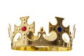 Royal gold, regal attire and royalty concept theme with a king s golden crown isolated on white background with a clip path cut Royalty Free Stock Photo