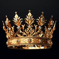 Royal Golden Crown with Jewels on a Black Background Banner Illustration, Ai Generated Royalty Free Stock Photo