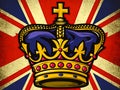 Royal golden crown with jewels. Symbols of United Kingdom monarchy. Ai Generative illustration Royalty Free Stock Photo