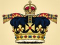 Royal golden crown with jewels. Symbols of United Kingdom monarchy. Ai Generative illustration Royalty Free Stock Photo