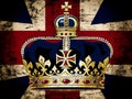 Royal golden crown with jewels. Symbols of United Kingdom monarchy. Ai Generative illustration Royalty Free Stock Photo