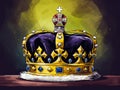 Royal golden crown with jewels. Symbols of United Kingdom monarchy. Ai generative illustration Royalty Free Stock Photo