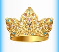 royal golden crown with an ornament and precious st Royalty Free Stock Photo