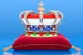 Royal golden crown on pillow with the Kingdom of the Netherlands, 3D rendering Royalty Free Stock Photo