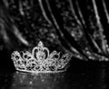 Royal golden crown for princess and queen. Jewellery. Black and white Royalty Free Stock Photo
