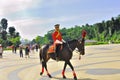 Royal guard on horse guarding the palace Royalty Free Stock Photo