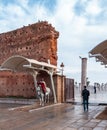 Royal Guard on horseback, Mausoleum of Mohammed V, Rabat, Morocco Royalty Free Stock Photo