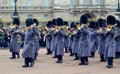 London / England - 02.07.2017: Royal Guard Music parade marching at the Buckingham Palace. Trumpet players squad. Royalty Free Stock Photo