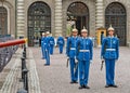 The Royal Guards Ceremony at the Royal Palace of Stockholm, part of the preserved historical tradition Royalty Free Stock Photo