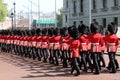 Royal Guards march toward Buckingham Palace Royalty Free Stock Photo