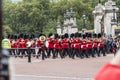 The Royal Guards parade at the Changing of the Guards ceremony across Buckingham Palace, London Royalty Free Stock Photo