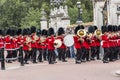 The Royal Guards parade at the Changing of the Guards ceremony across Buckingham Palace, London Royalty Free Stock Photo
