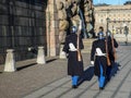 The Royal Guards in Swedish: HÃÂ¶gvakten, the Main Guard at the Stockholm Palace. Royalty Free Stock Photo