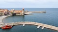 Royal harbour port in Collioure city in France Royalty Free Stock Photo