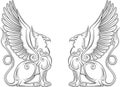 Gryphon mythical creature power and strength symbol eagle head lion body bird wings heraldic emblem