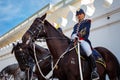 Royal Horse Guards at the Grand Palace in Bangkok Royalty Free Stock Photo