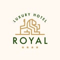 Royal hotel logo lion line icon
