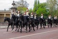 Royal household cavalry horseguards outside Buckingham Palace