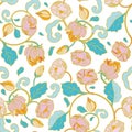 Royal intarsia vintage style pastel floral pattern.